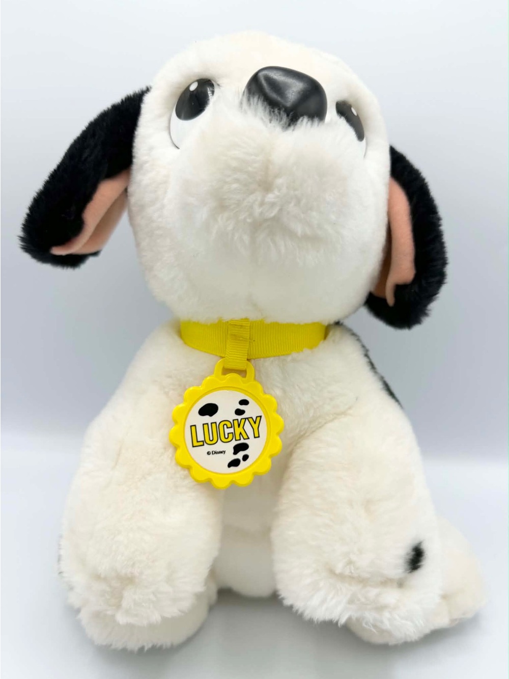 Vintage Disney 101 Dalmatians Lucky Puppy Dog Plush Yellow Collar Small Toy